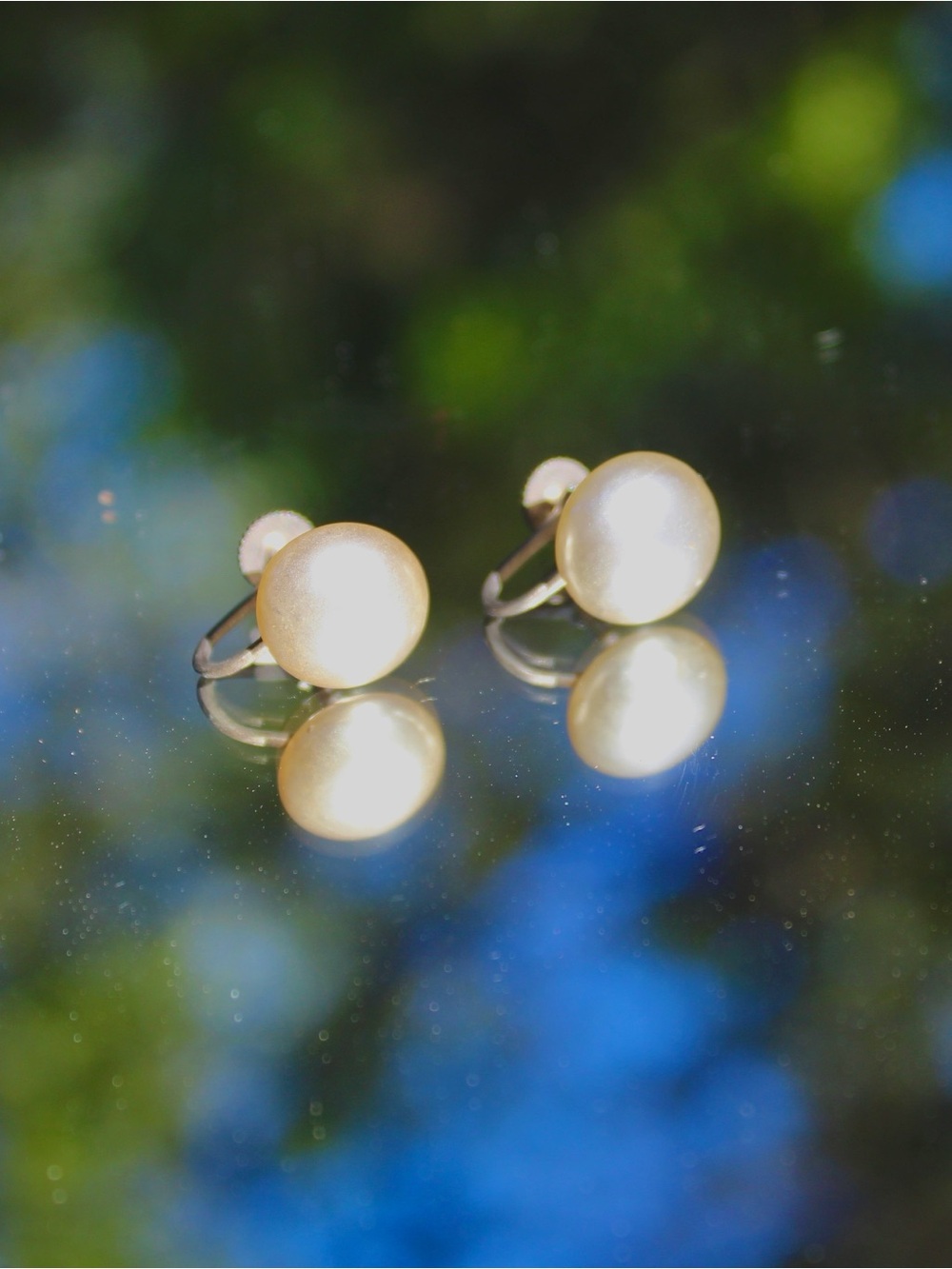 Vintage Mid Century Stamped Japan Faux Pearl Screw Back Button Earrings